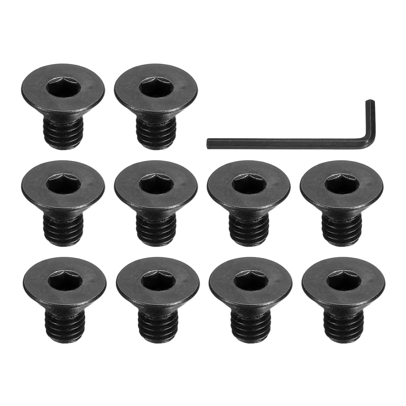 PATIKIL #10-32 x 5/16 Inch Flat Head Socket Cap Screws, 10 Pcs Flat Countersunk Bolts Hex Socket Drive Machine Screws Full Thread Coarse Thread UNC with Hex Spanner Black Oxide Grade 10.9
