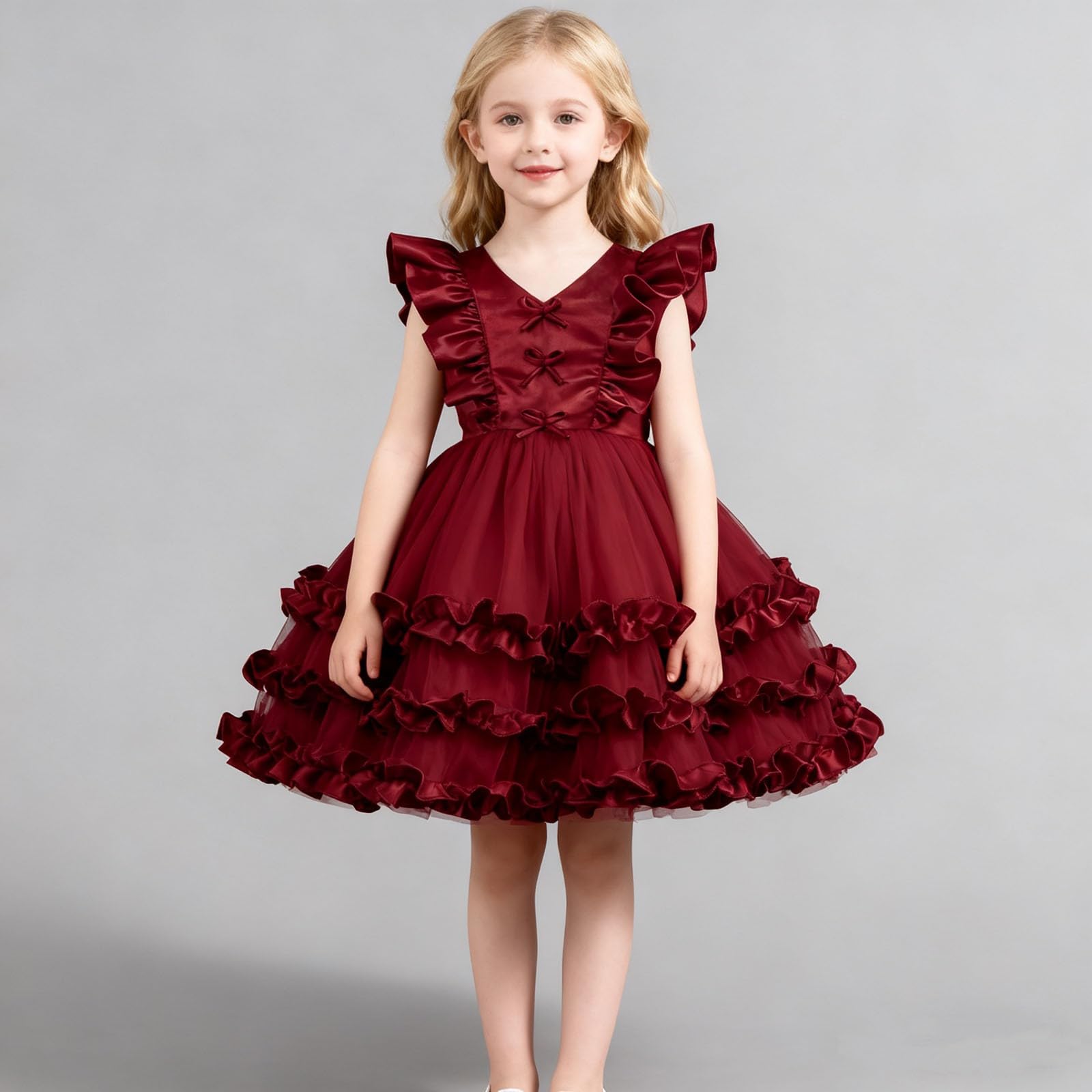 Costumi Carnevale Bambina, Elegante abito da festa per bambine con maniche a sbuffo e gonna per abbigliamento da spettacolo e abbigliamento formale per bambini piccoli