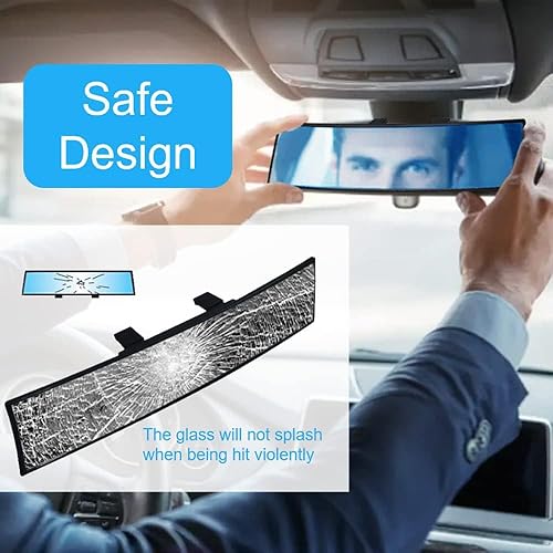 Miniatura 4 de OBTANIM Espejo retrovisor para automóvil de 10.6 pulgadas, vidrio HD, antirreflejo, clip panorámico gran angular para el interior del automóvil,