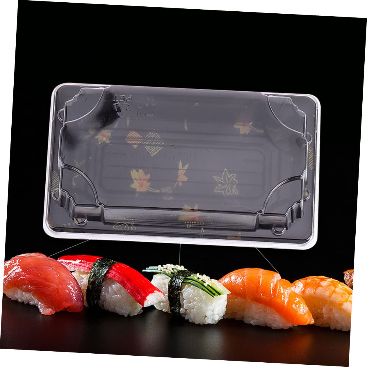 Unomor 25pcs Disposable Sushi Boxes Plastic Containers Lids Take Out Containers for Sushi Kit