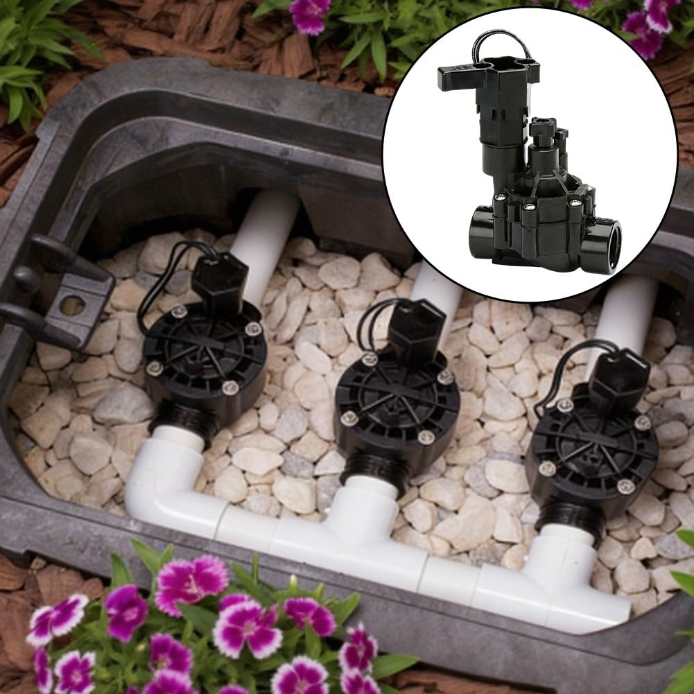 Électrovanne d'arrosage automatique CP100 à action directe avec design à débit inversé pour aménagement paysager et arrosage de jardin Noir