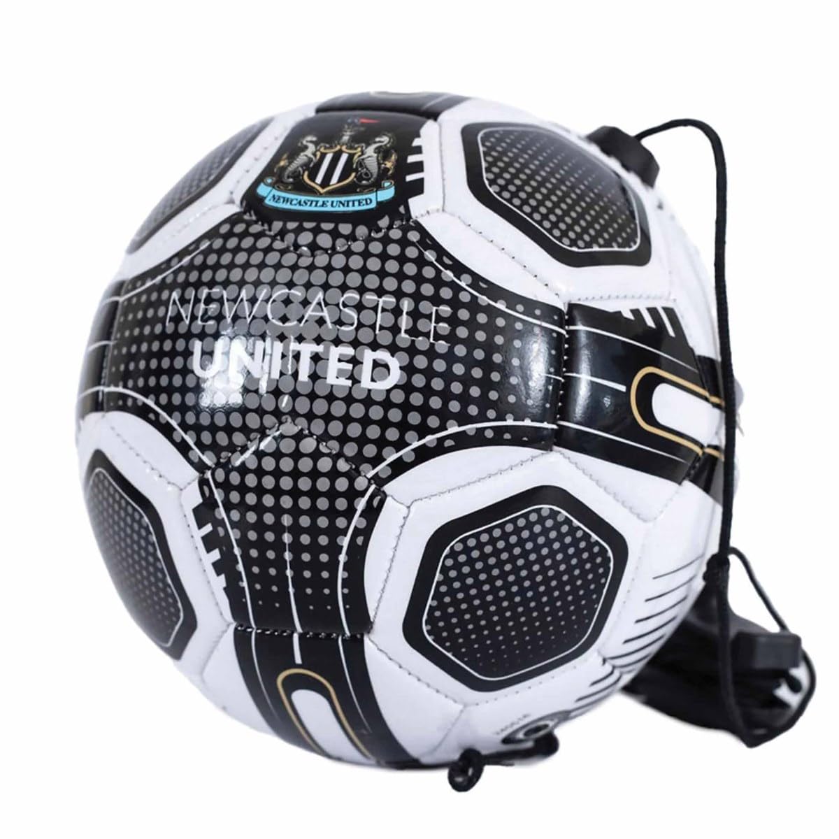 Hy-Pro Officially Licensed Newcastle United F.C Skills Trainer - Solo Practice Training Aid, Black & White, One Size, NUFC, Unisex for Kids and Adults