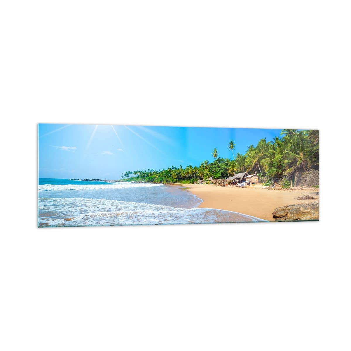 Moderne Impression sur Verre 160x50cm Image Tableau en Verre Decoration Murale Île paysage maledivy liberté Grand XXL Tableaux Decoratifs Muraux Chambre Panoramique Deco Cadre Salon Art GAB160x50-2391