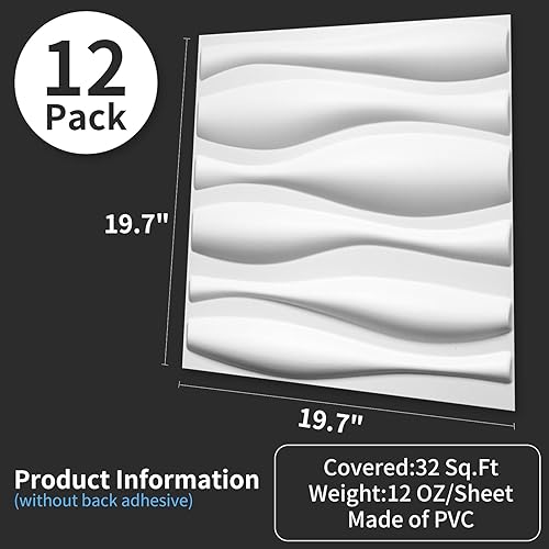 Miniatura 3 de Art3d Panel de pared decorativo 3D, 32 pies cuadrados de PVC, decoración de pared interior para sala de estar, dormitorio, vestíbulo, oficina,