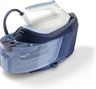 Domestic Appliances PerfectCare 6000 Series Steam Generator - 2400W, 500g Steam Boost, 6.5 Bar Pressure, OptimalTEMP Technology, 1.8L Tank, White/Blue (PSG6026/20)