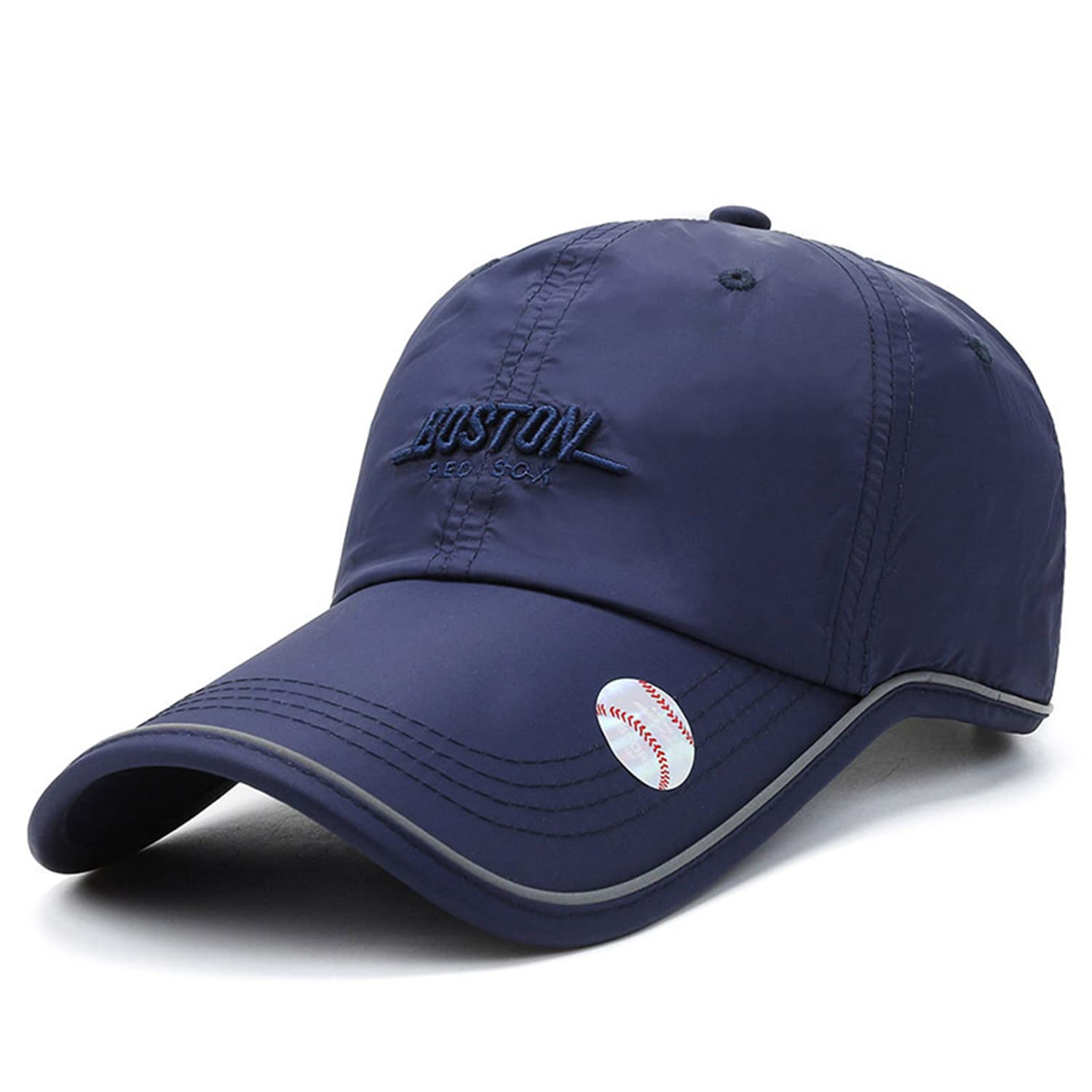 Clakllie Reflective Baseball Fitted Cap Quick Dry Running Hat Adjustable Snapback Hats Cooling Sun Caps,Navy Blue