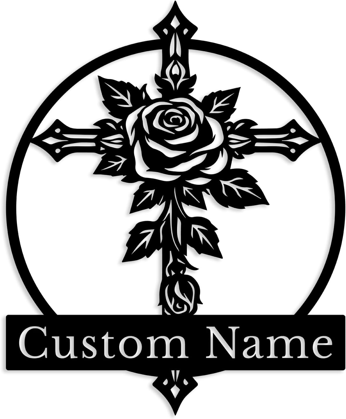 Custom Jesus Metal Sign,Personalized Christian Wall Art,Cross & Faith Home Decor,Outdoor Yard Hanging Sign,Religious House Number Address Plaque (Style-G)