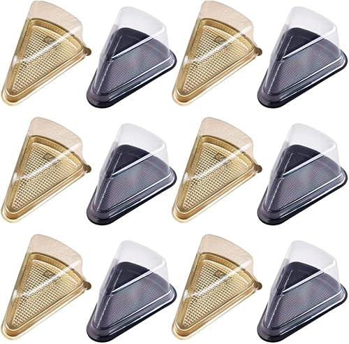 40 recipientes de plástico para tartas con tapas, cajas reutilizables para magdalenas, recipientes triangulares, cajas de alimentos para pastelería