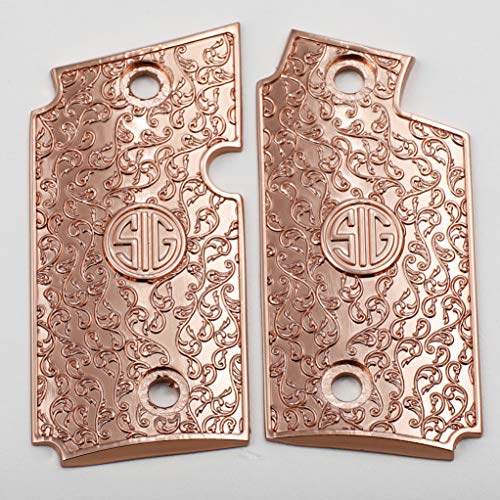 Custom Metal Pistol Grips â€“ Scroll Design, Rose Gold Finish â€“ Compatible with P238