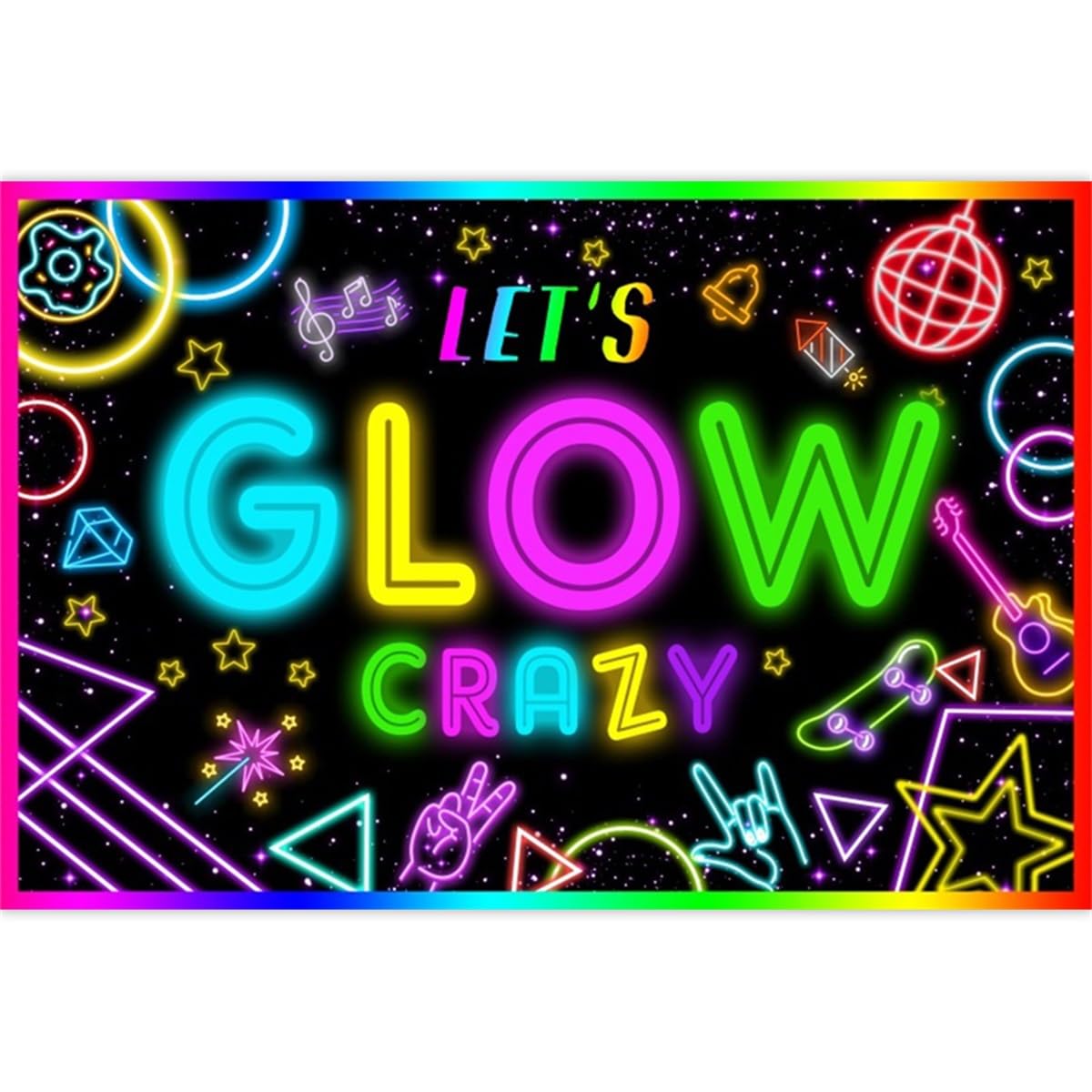 Duluxykl Neon Glow Illumination Backdrop 2026 VBS 7x5FT Let's Glow Crazy Birthday Photography Background, Illuminated Neon Light Graffiti Banner for