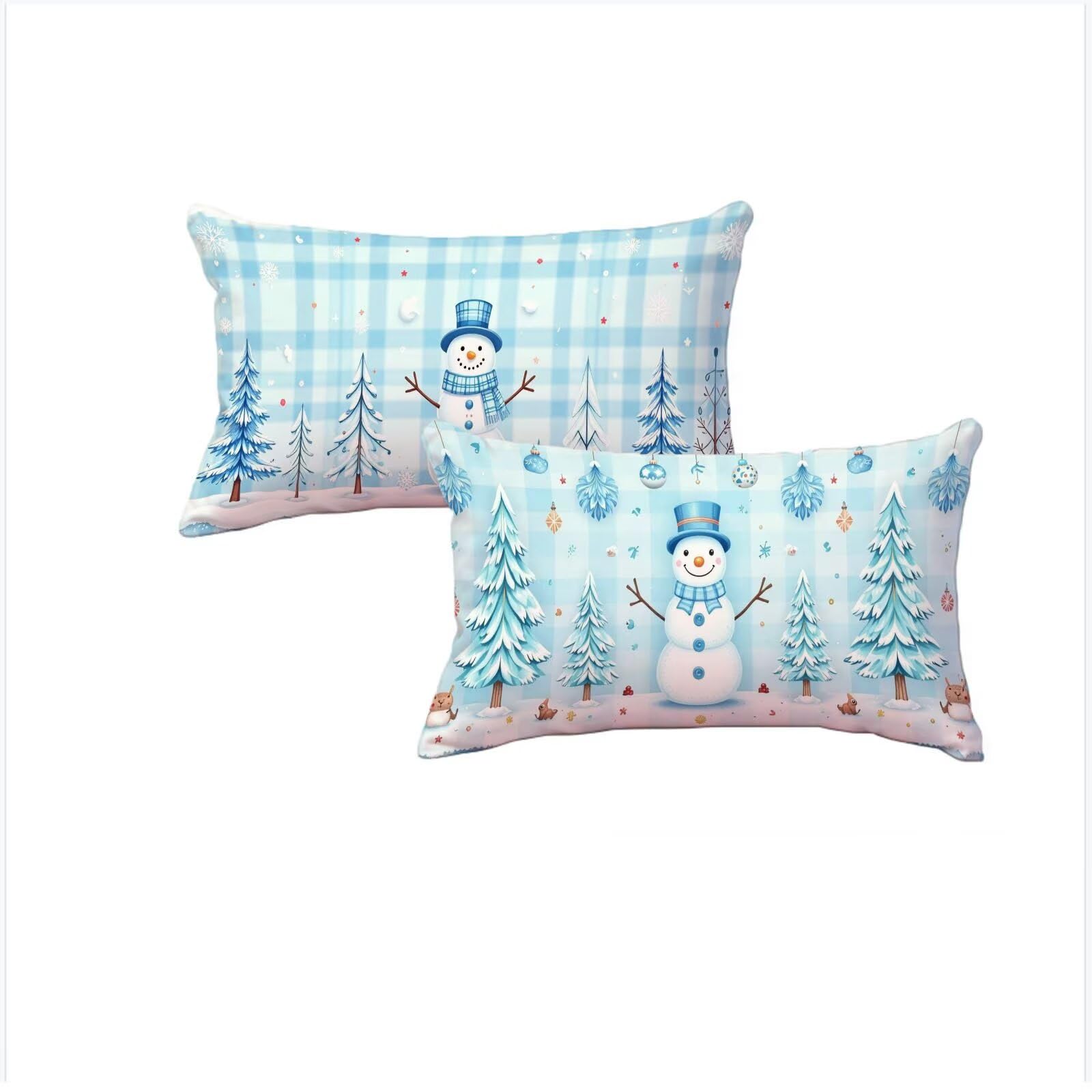 Houver housse coussin 50x80cm Noël en velours bleu imperméable lot de 2