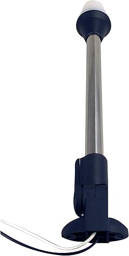 Miniatura 5 de Pactrade Marine Luces de navegación para barco de todo tipo - Luz de popa blanca incandescente de 16 pulgadas (montaje en superficie, base plegable)