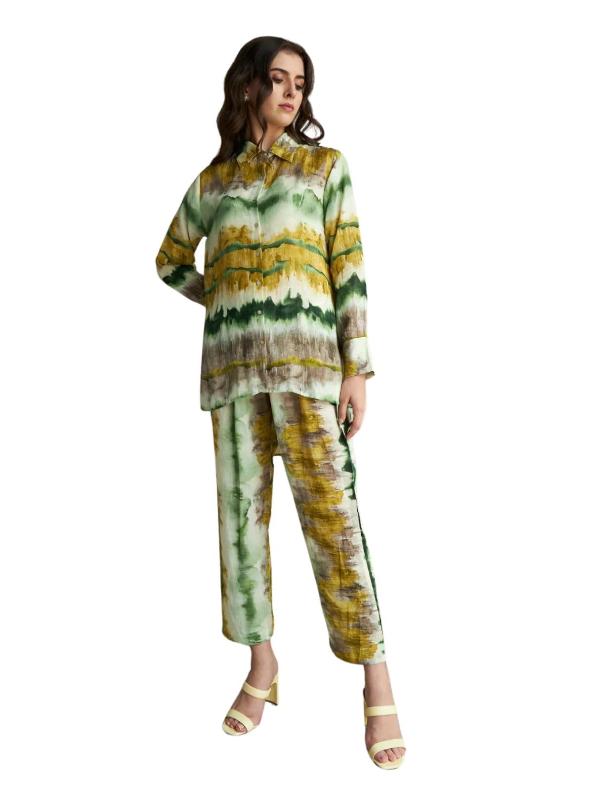 Greciilooks Women Rayon Casual Regular Fit Co Ord Sets (Green, X-Small)