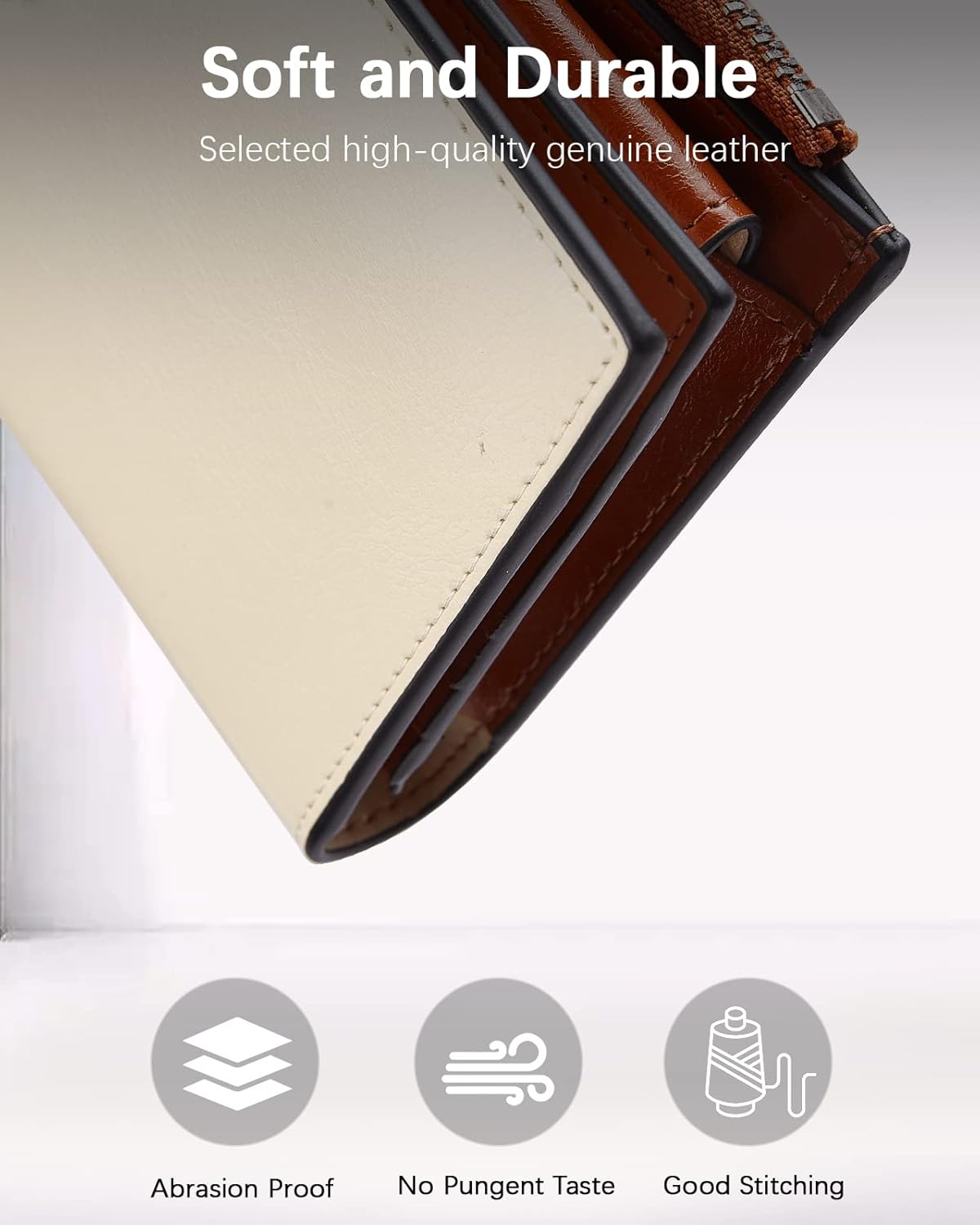 Miniatura 3 de BOSTANTEN Carteras de cuero para mujer con bloqueo RFID de gran capacidad tarjetero triple para mujer