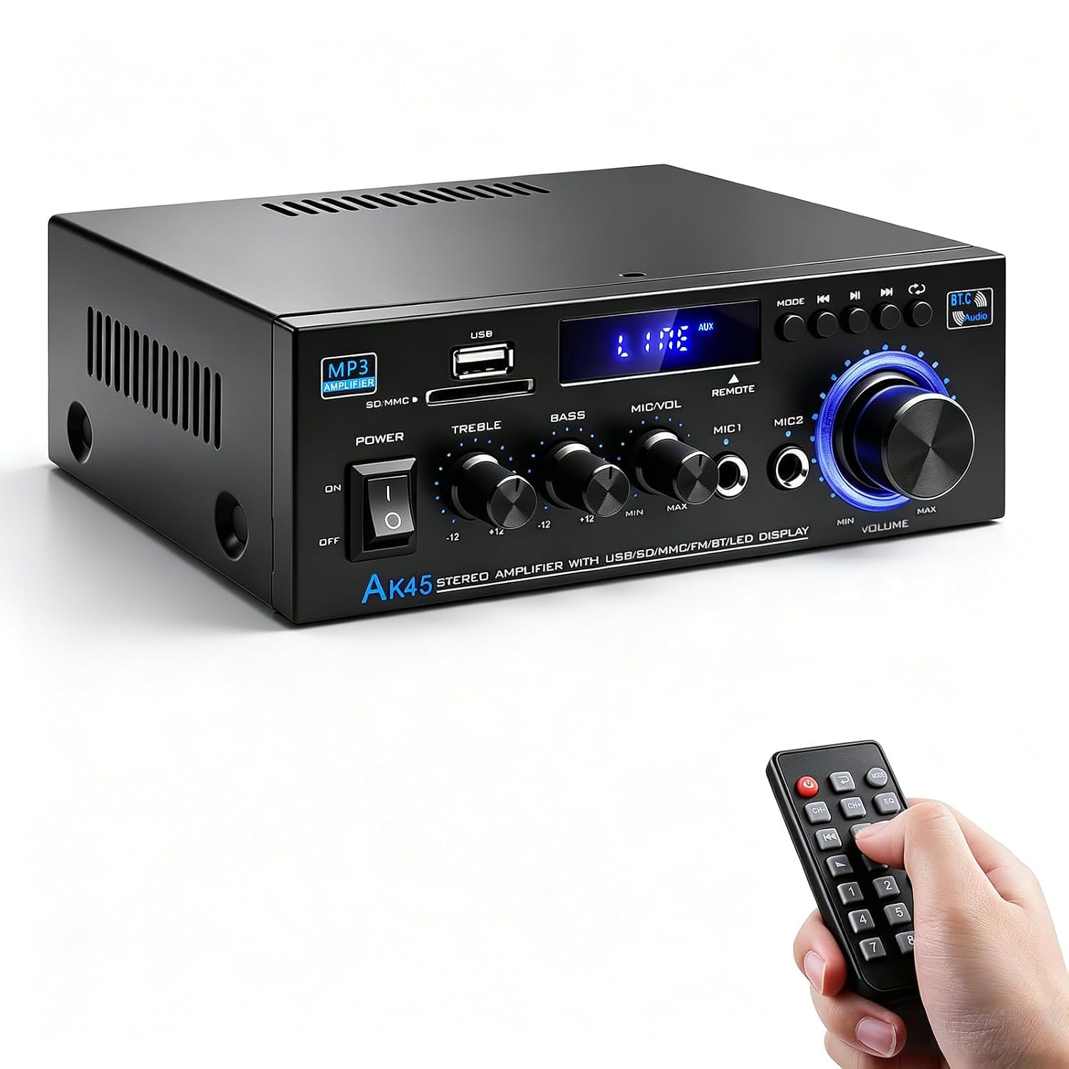 Amplificateur HiFi 600W Mini Bluetooth AK45 Récepteur Stéréo Maison Voiture - Les Beatles, Paul McCartney, John Lennon, RIngo Starr, George Harrison Amplificateur HiFi 600W Mini Bluetooth AK45 Récepteur Stéréo Maison Voiture