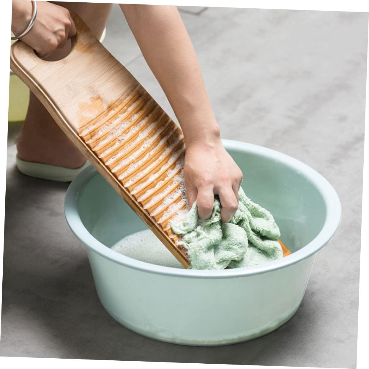 BESPORTBLE 2Pcs Mini Bamboo Washboard Hand Washboard for Laundry Cleaning Thickened Natural Scrub Board with Hangable Design for Home and Travel Use Suitable for Socks Clothes Towels