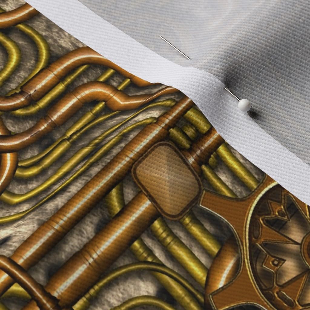 Spoonflower Fabric - Steampunk, Gears, Pipes, Brass, Clockwork, Victorian, Bronze, Fantasy Printed on Denim Fabric Fat Quarter - Bottomweight Apparel Home Decor Upholstery
