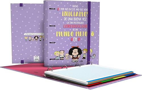 Grafoplás 88102659. Carpeta con reemplazo, A4, 4 anillos, 100 hojas cuadradas de 5 x 5, borde de color, separadores, sobre transparente, parte