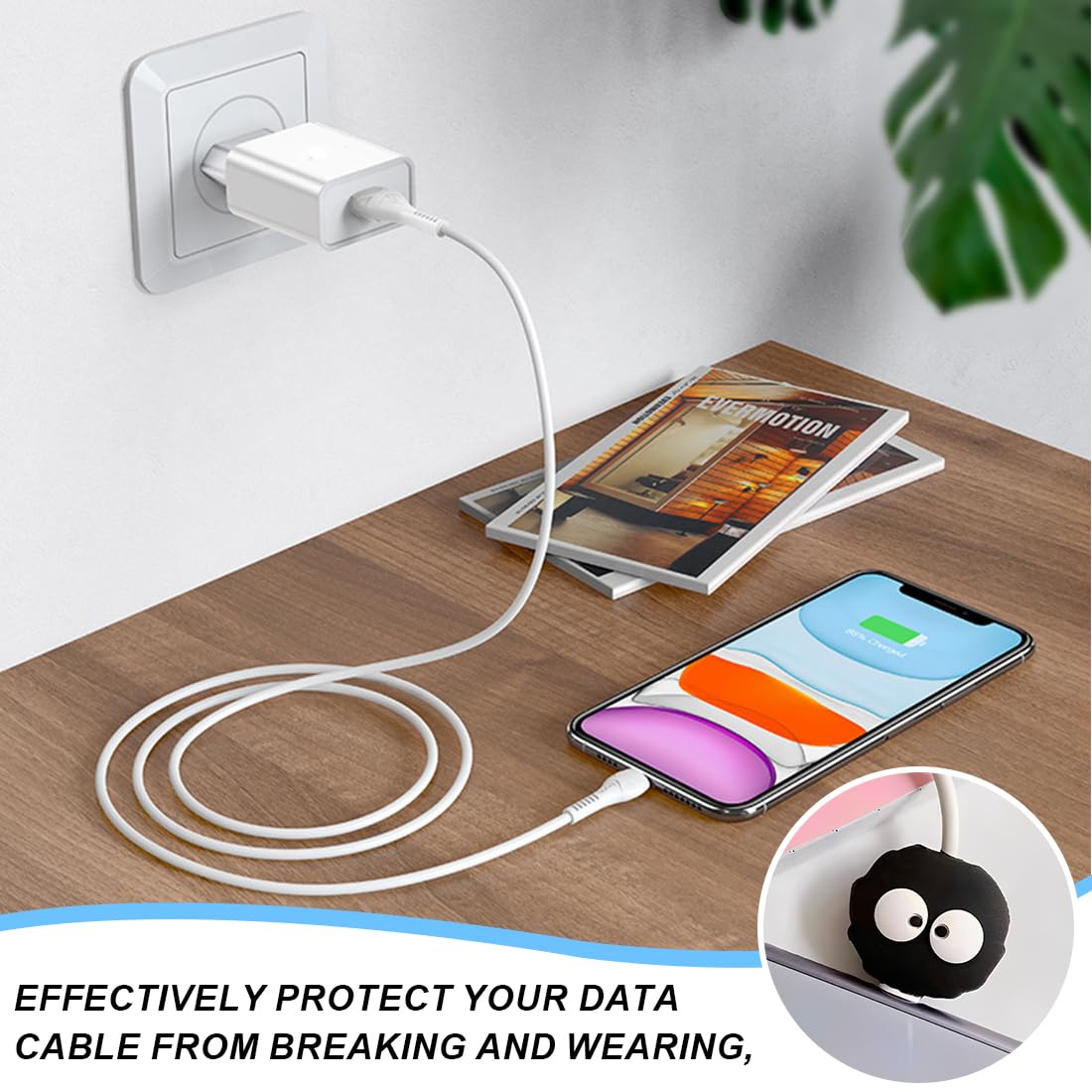 8 Pezzi Cable Protector, Proteggi Cavo, Copertura Protettiva per Cavi Dati Frutta, Protezione per Cavo per Morso per Cavo, Protezione per Cavo, Adatto per la Maggior Parte Delle Linee Dati