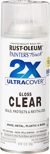Rust-Oleum 249117 -Pintura en aerosol Painters Touch 2X Ultra Cover 12 oz paquete de 1 transparente satinado Gloss Clear