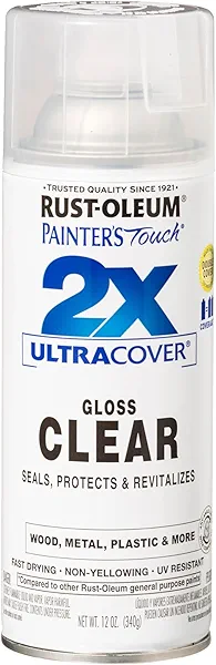 Rust-Oleum 334029 Painter's Touch 2X Ultra Cover Spray Paint, 12 oz, Gloss Clear