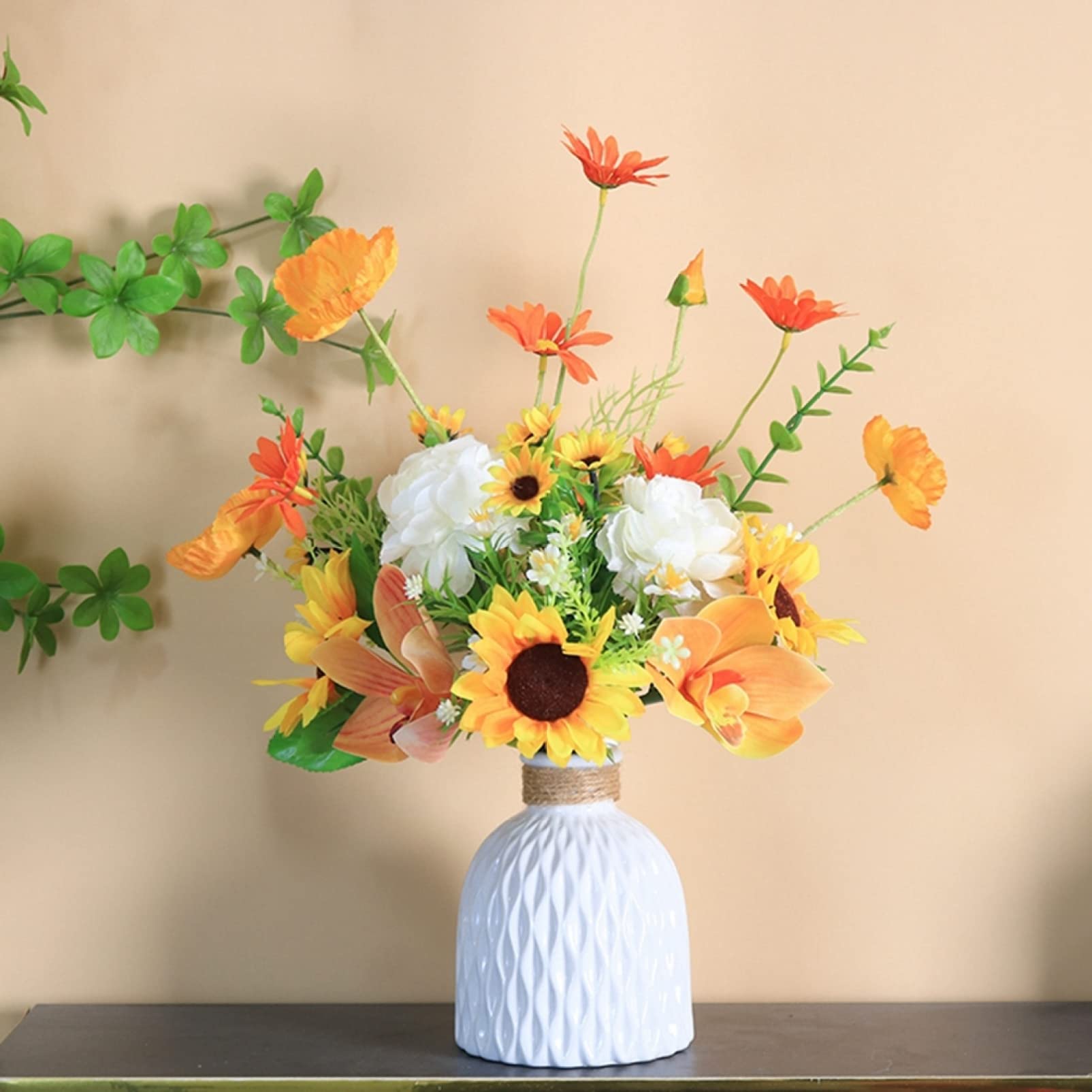 Amazon｜造花 インテリア 卓上 ブーケ 絹布の花 人工観葉植物 造花 