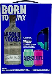 Kit Vodka Absolut Tradicional 750ml + Copo Absolut 420ml