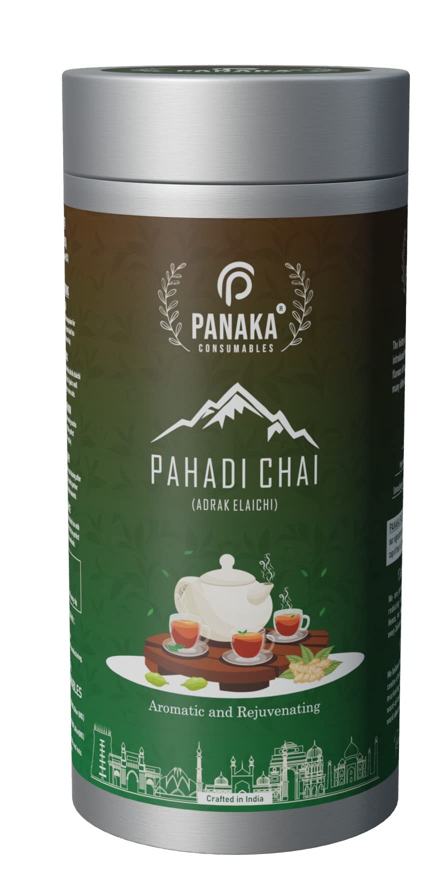 Panaka Adrak Elaichi Chai - Classic Blend of Premium Handpicked Tea Leaves from Assam, Dooars & Darjeeling, Infused with 100% Natural Ginger and Cardamom [70+ Serving]