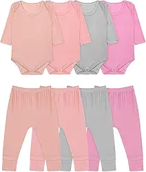 Kit 10 Peças Body Bebê Manga Longa e Calça Canelado Menina