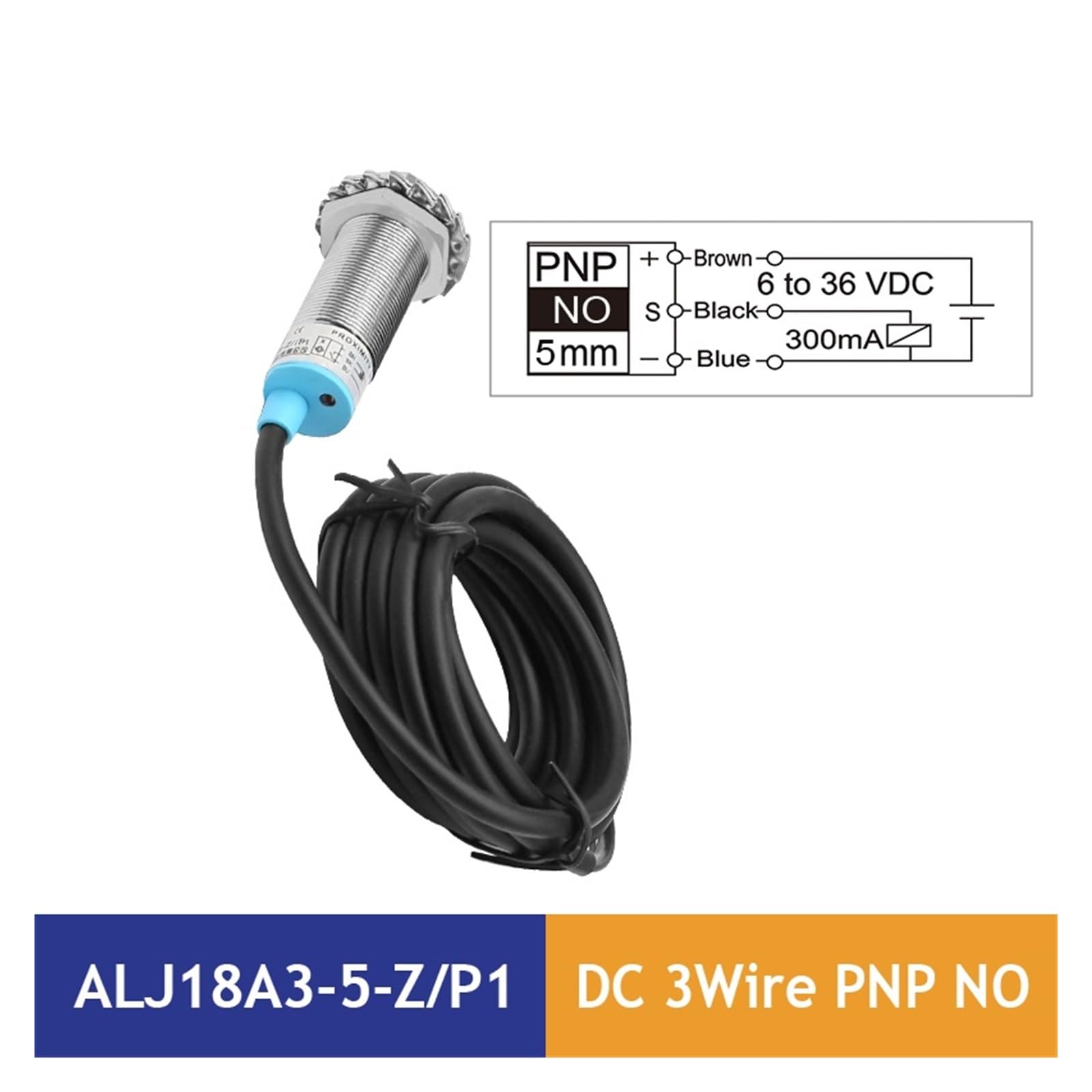Interruptor de proximidad inductivo de clase A, serie ALJ18A3-5, sensor de interruptor de proximidad de efecto NPN PNP NO de 3 cables