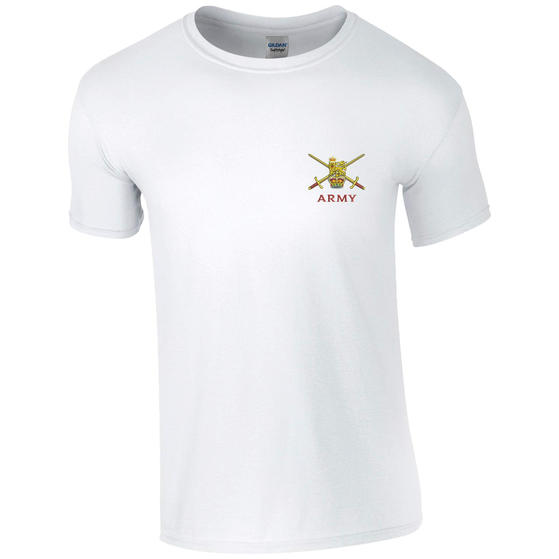 Productsave Men's White Embroidered British Army Insignia T Shirt British Army Military Embroidery (Xl, )