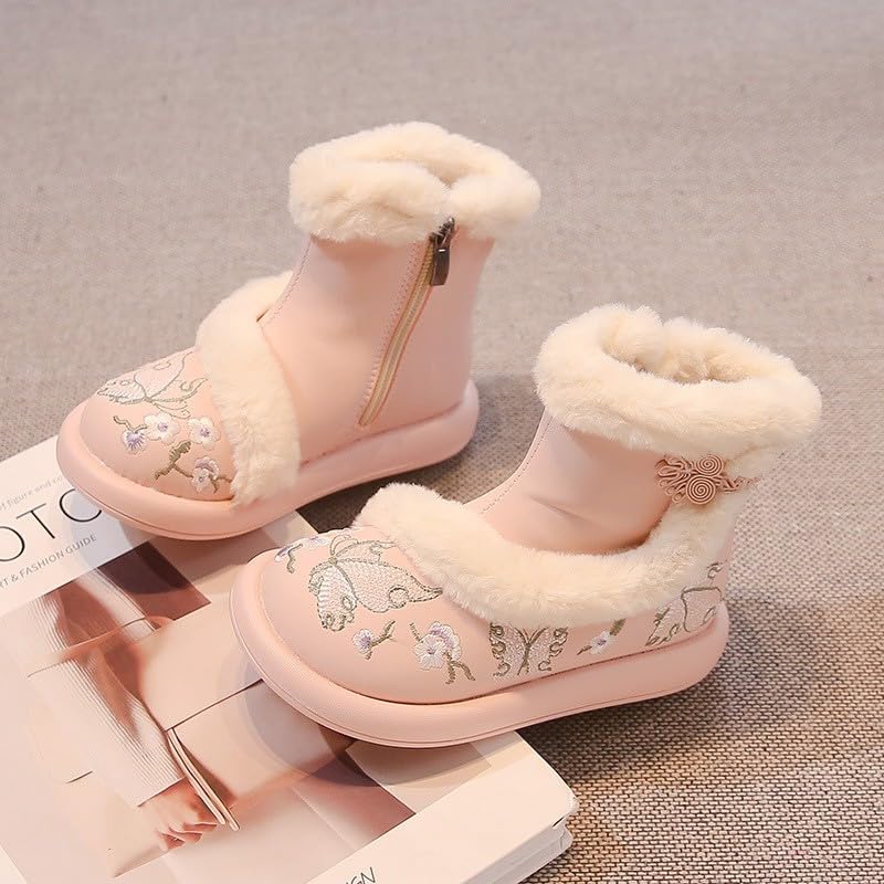 Cute Boots for Girls Size 3‐4 Big Kids Winter Boots Girls Boots Chinese Embroidered Outdoor Warm Anti Slip Snow Boots2