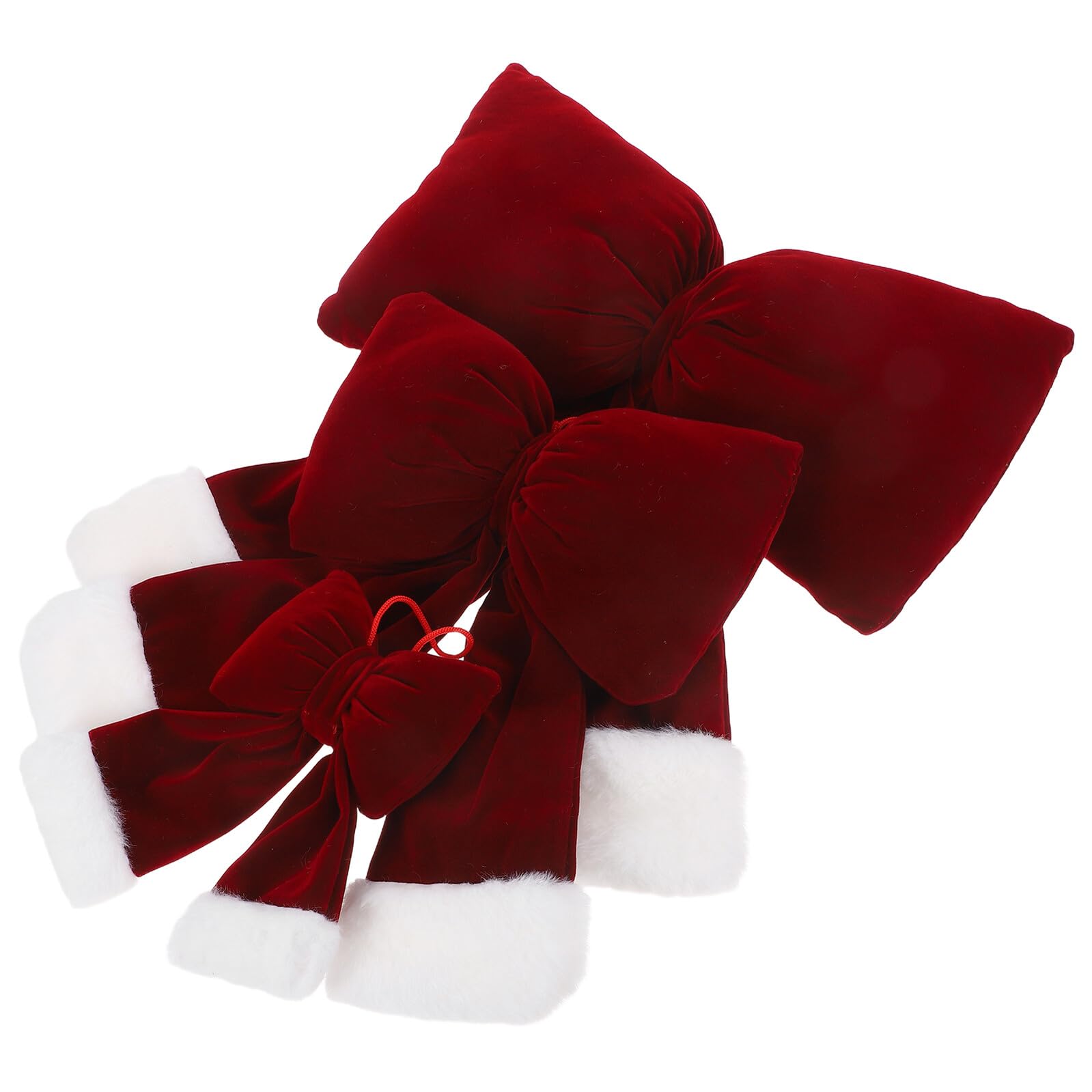 3 Piezas Lazo Navideño de Color Oscuro Lazo de Franela Decorativo Colgante para Guirnalda y Árbol de Navidad Festiva