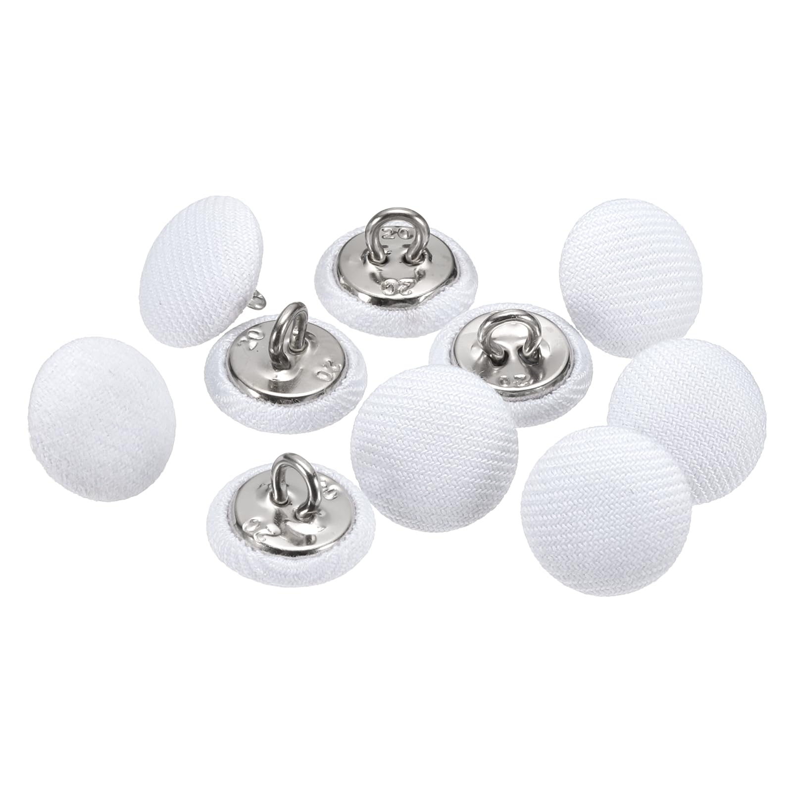 sourcing map 10pcs 20L Fabric Cloth Covered Button 12.5mm 1/2" Round Metal Shank Satin Sewing DIY Craft Buttons for Bridal Wedding Suits Dress Blouses Sweaters, White