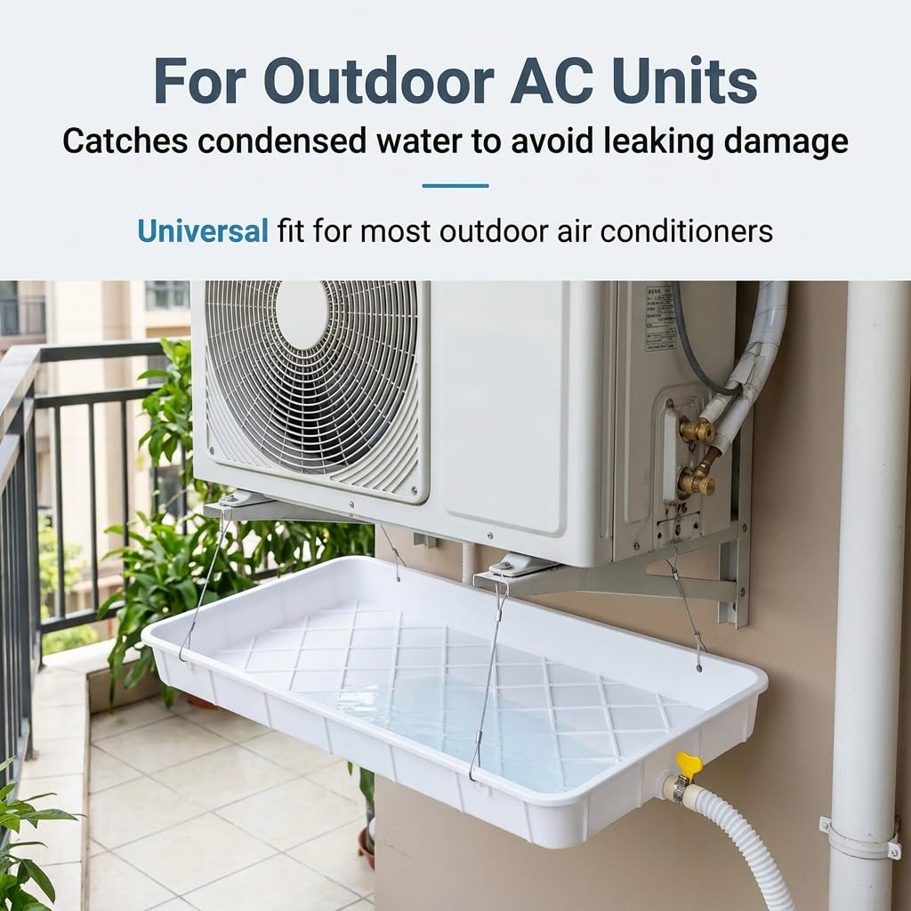 Aire Acondicionado con Bandeja de condensado | Bandeja de recogida universal for unidades de pared y comerciales con bomba de calor AC(40*30cm(16*12in))