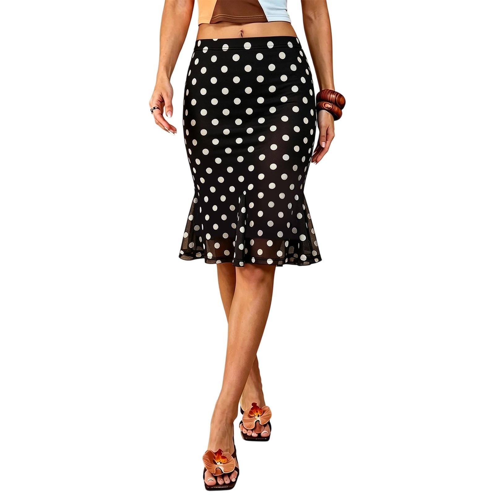 Gonne Midi A Trapezio,Gonna Da Donna A Coda Di Pesce A Pois,Orlo Volant | Tulle, Viaggi E Vacanze, Vacanze Al Mare, Estate(Schwarz,M)
