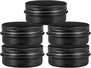 5 Pcs Metal Pill Box Portable Pill Case Round Travel Pills Organizer Box Aluminium Alloy Pills Container for Purse Daily Medicines Storage Boxes to Hold Small Things (Black)