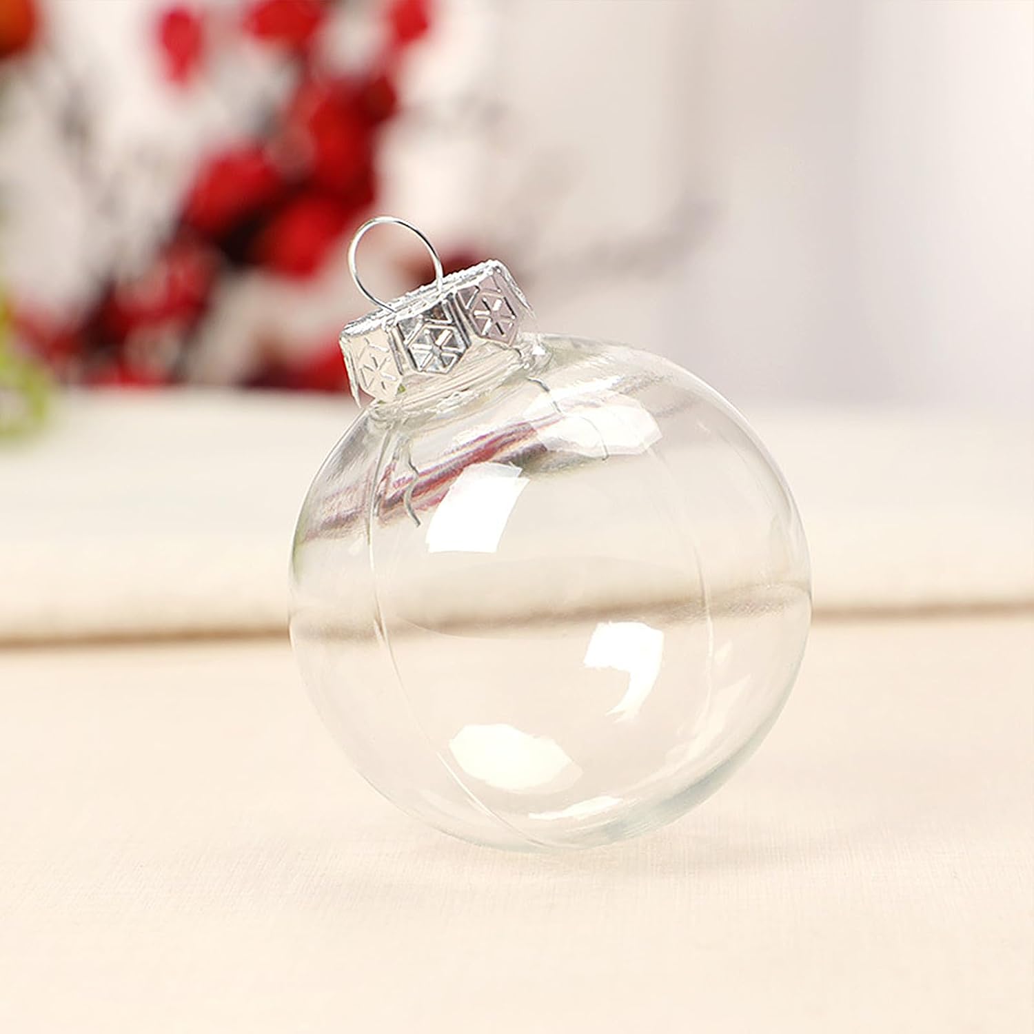 12 Pcs Christmas Ball Ornaments 2.36" Clear Plastic Fillable Ornament Balls DIY Hanging Ball Ornament Set for Christmas Holiday (60mm)