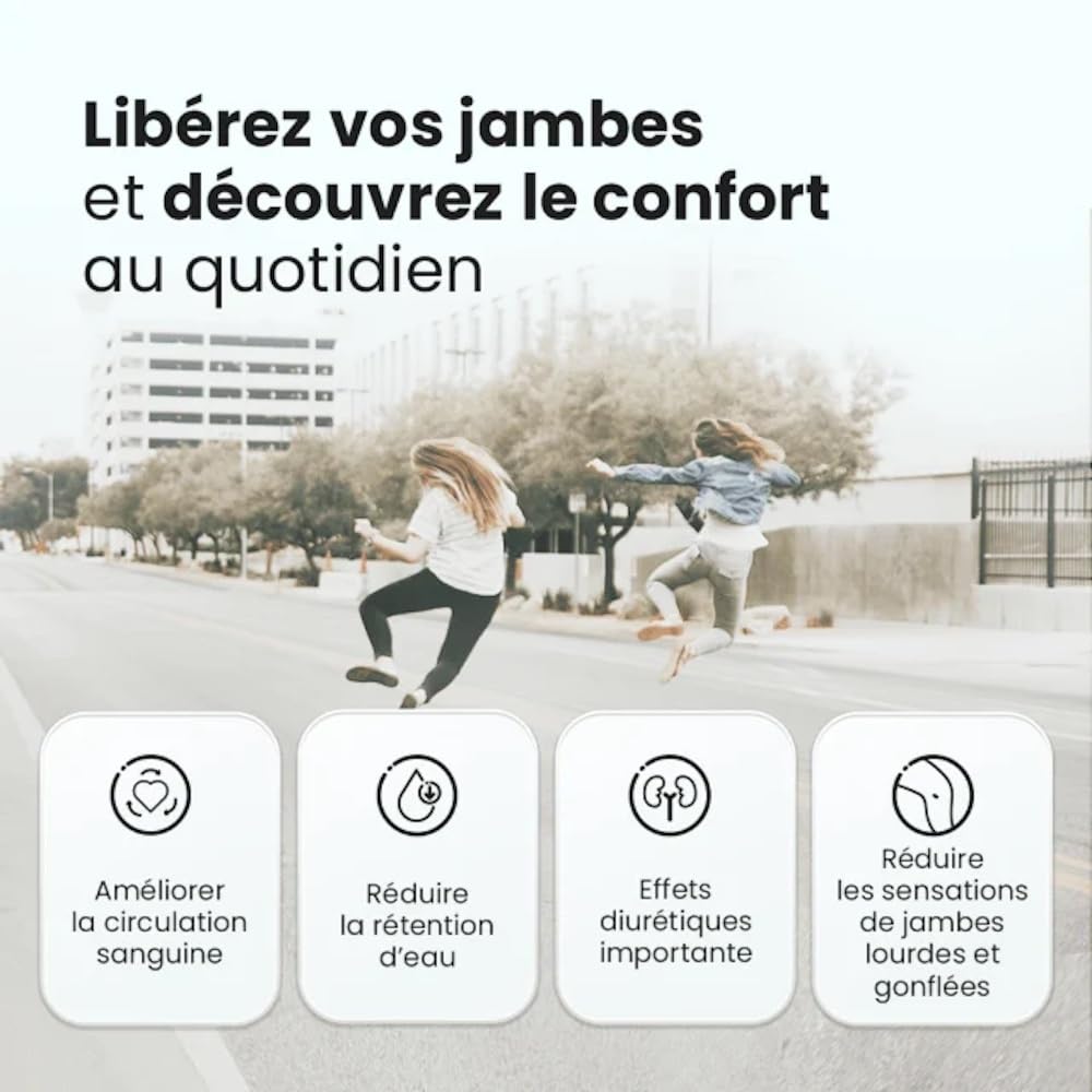Formule Jambes Lourdes | Circulation Sanguine & Drainage Lymphatique pour Réduction de la Rétention d’eau | Complément Alimentaire 100% Naturel | 100 Gélules | Fabriqué en France