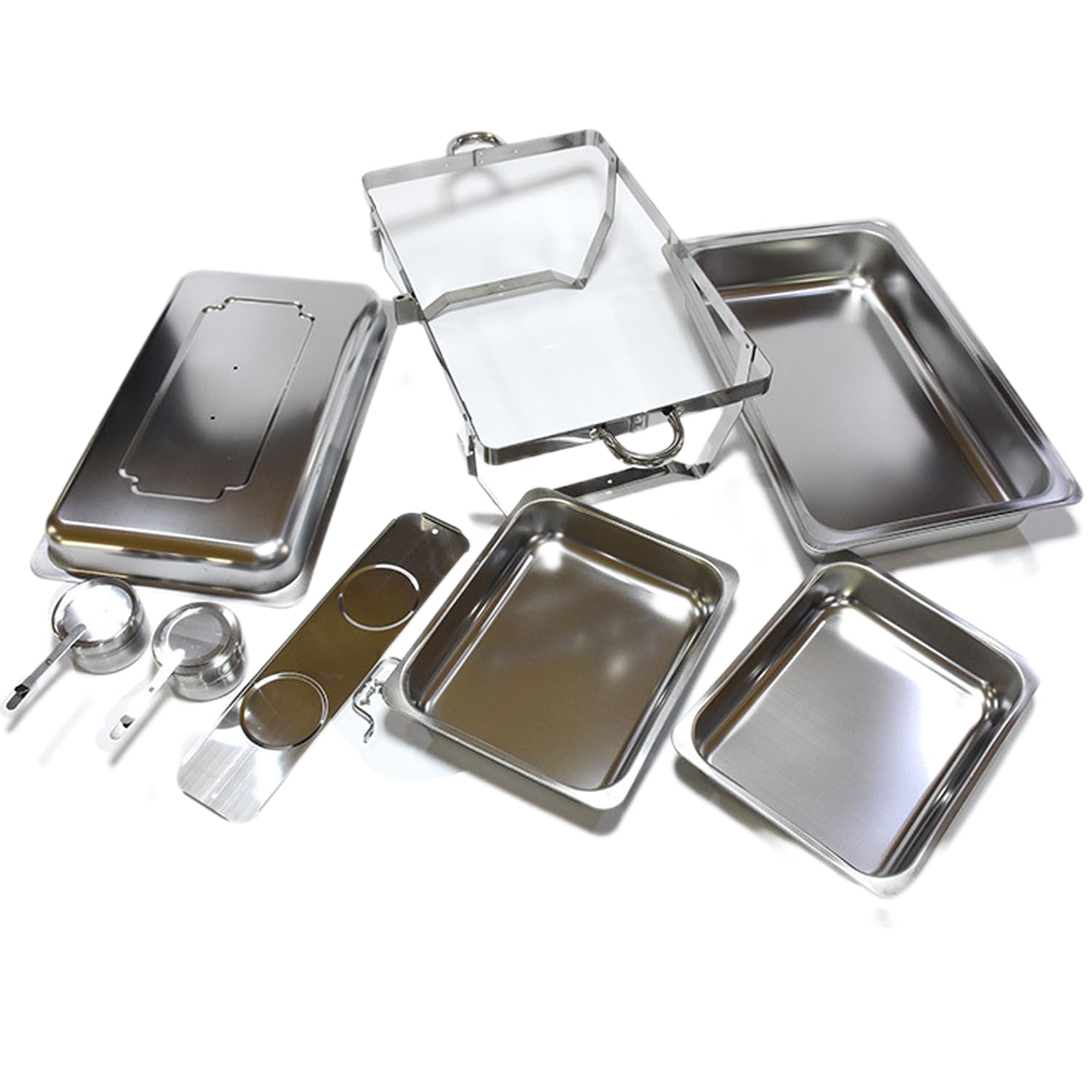 Juego de platos rectangulares de acero inoxidable, calentador de catering para bodas, fiestas, banquetes, eventos
