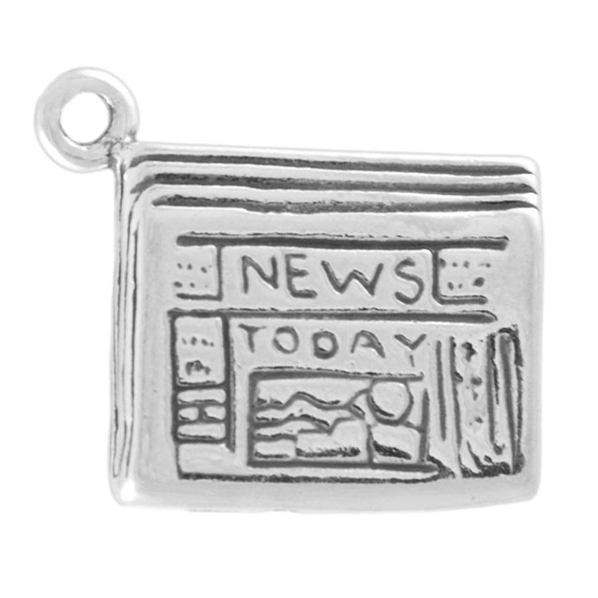 Dakota WestNewspaper News Today 3D 925 Solid Sterling Silver Charm Reporter Journalist Jewelry Making Supply Pendant Bracelet Crafting
