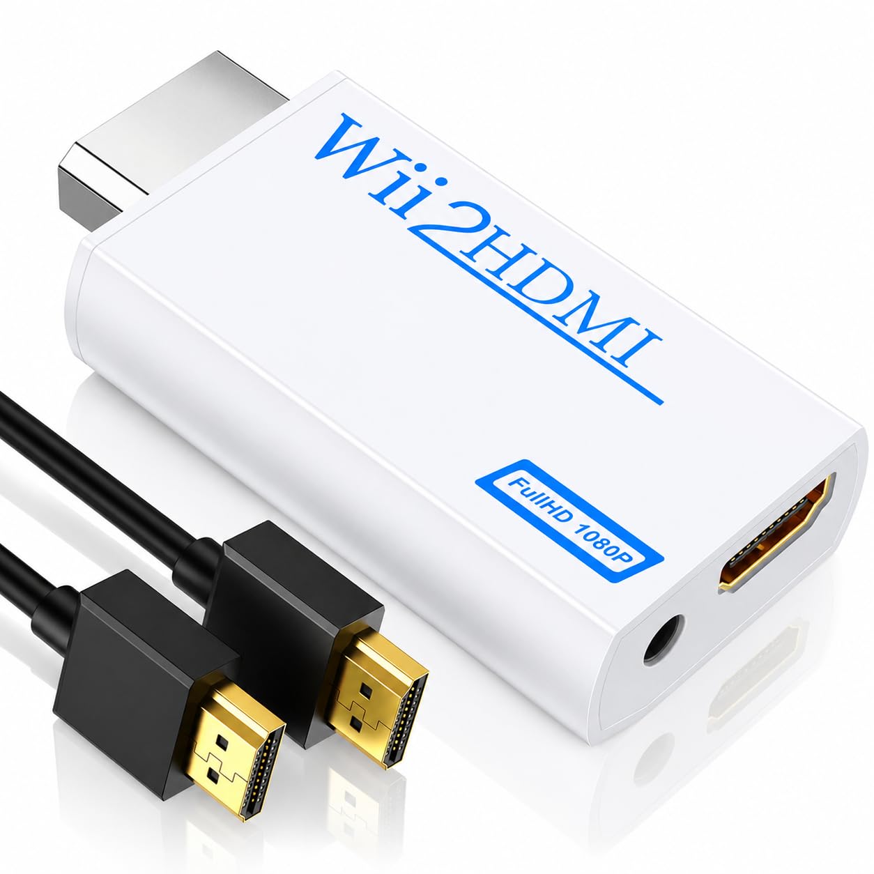 Convertitore da Wii a HDMI 1080p 720p, Adattatore Wii HDMI con Uscita Audio 3,5mm, Supporta Tutte le Modalità di Visualizzazione Wii, Bianco