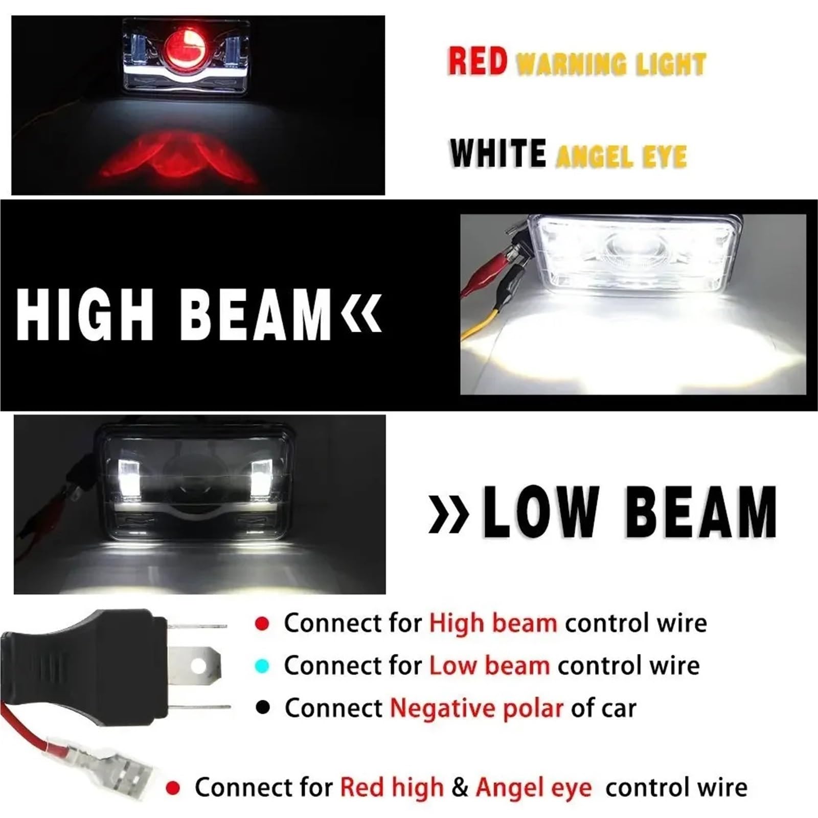 Bombilla LED Faros LED De 12V, 24V, 4x6 Pulgadas Kit Luces LED Repuesto | Luz Led Trabajo H4 Reemplazo Luz Cuadrada Para Coche Motocicleta Camión Faro
