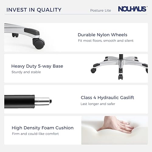 Miniatura 8 de Nouhaus Silla de oficina de escritorio grande y alta con soporte lumbar, silla de oficina ergonómica de piel sintética, silla de oficina ejecutiva