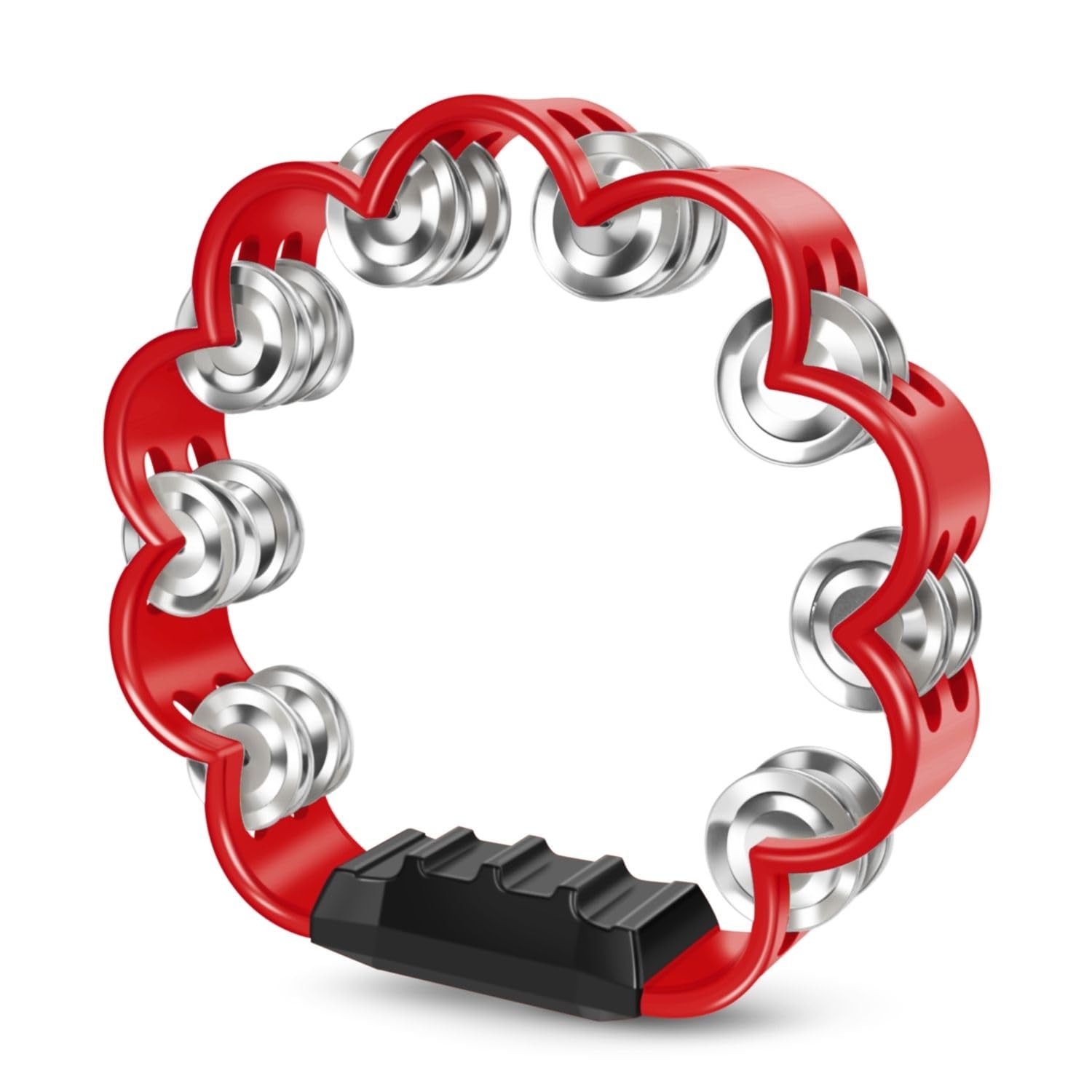 Flexzion Flower Tambourine, 8 Inch Handheld Percussion Instrument w/Metal Jingles & Ergonomic Grip