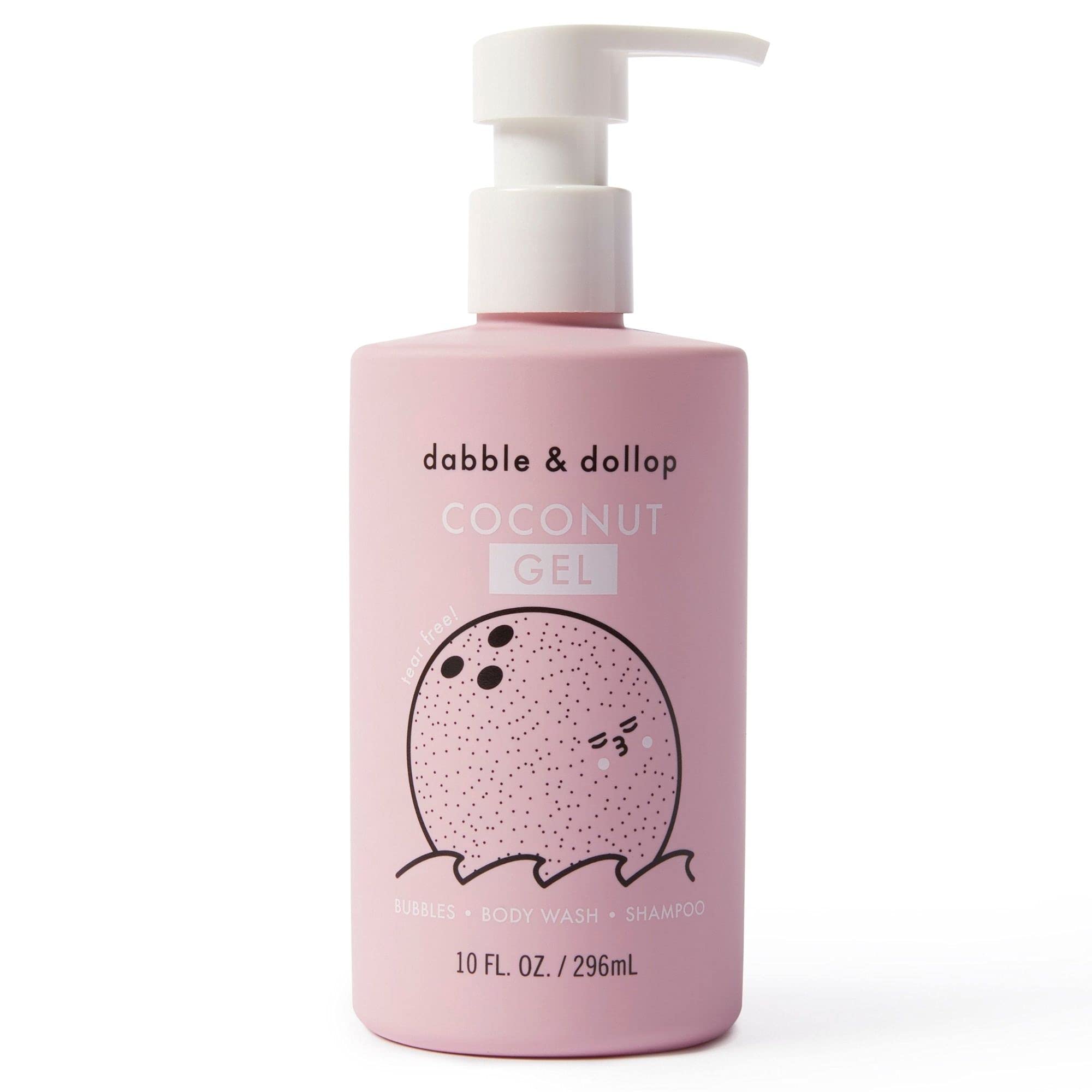 Dabble & Dollop Coconut Gel - 3-in-1 Natural Bubble Bath, Body Wash & Shampoo for Kids, 100% USA-made, Paraben & Sulfate Free, Vegan, Tear-Free, Gluten-Free, (10oz)