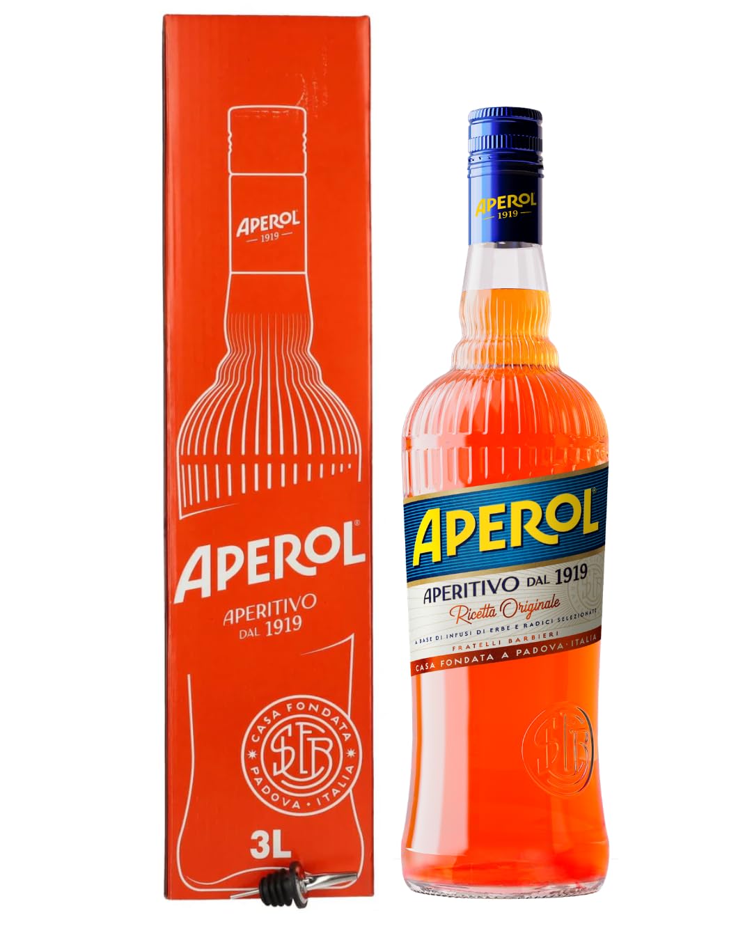 Aperol Aperitivo mit Flaschenausgießer mit Geschenkverpackung (1 x 3 l)