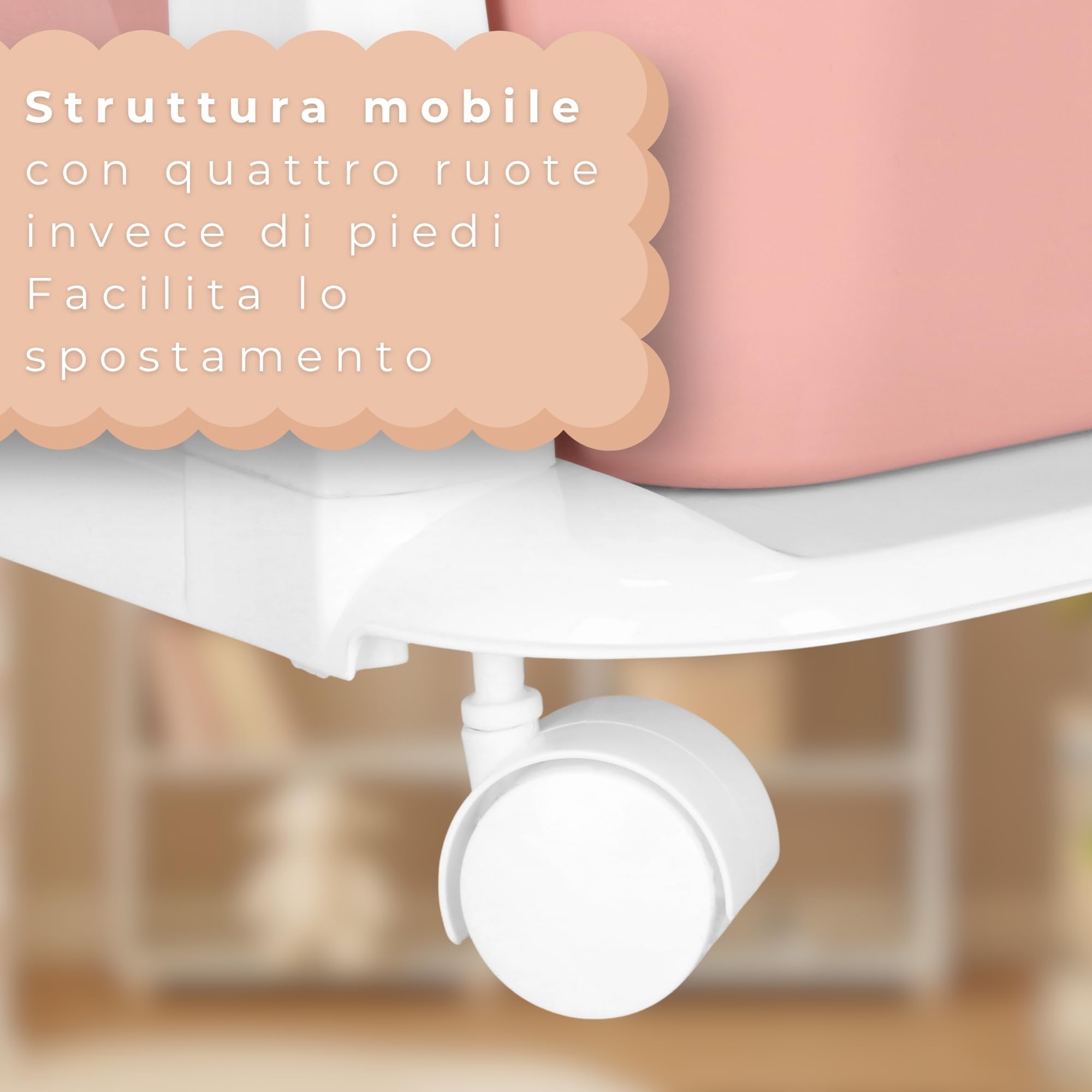 SPRINGOS Scaffale in plastica con 4 cassetti su ruote per giocattoli e accessori, organizzatore mobile per camera dei bambini e bagno