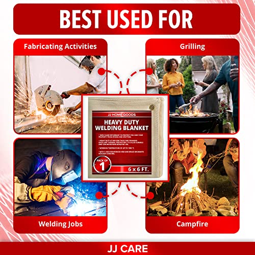 Jj Home Goods Heavy Duty Welding Blanket 6X6 Ft Fiberglass Welding Curtain [850Gsm Thick] Welders Blanket 36 Sq Ft Welding Shield, Welding Blankets For Industrial And Home Use #TOP6
