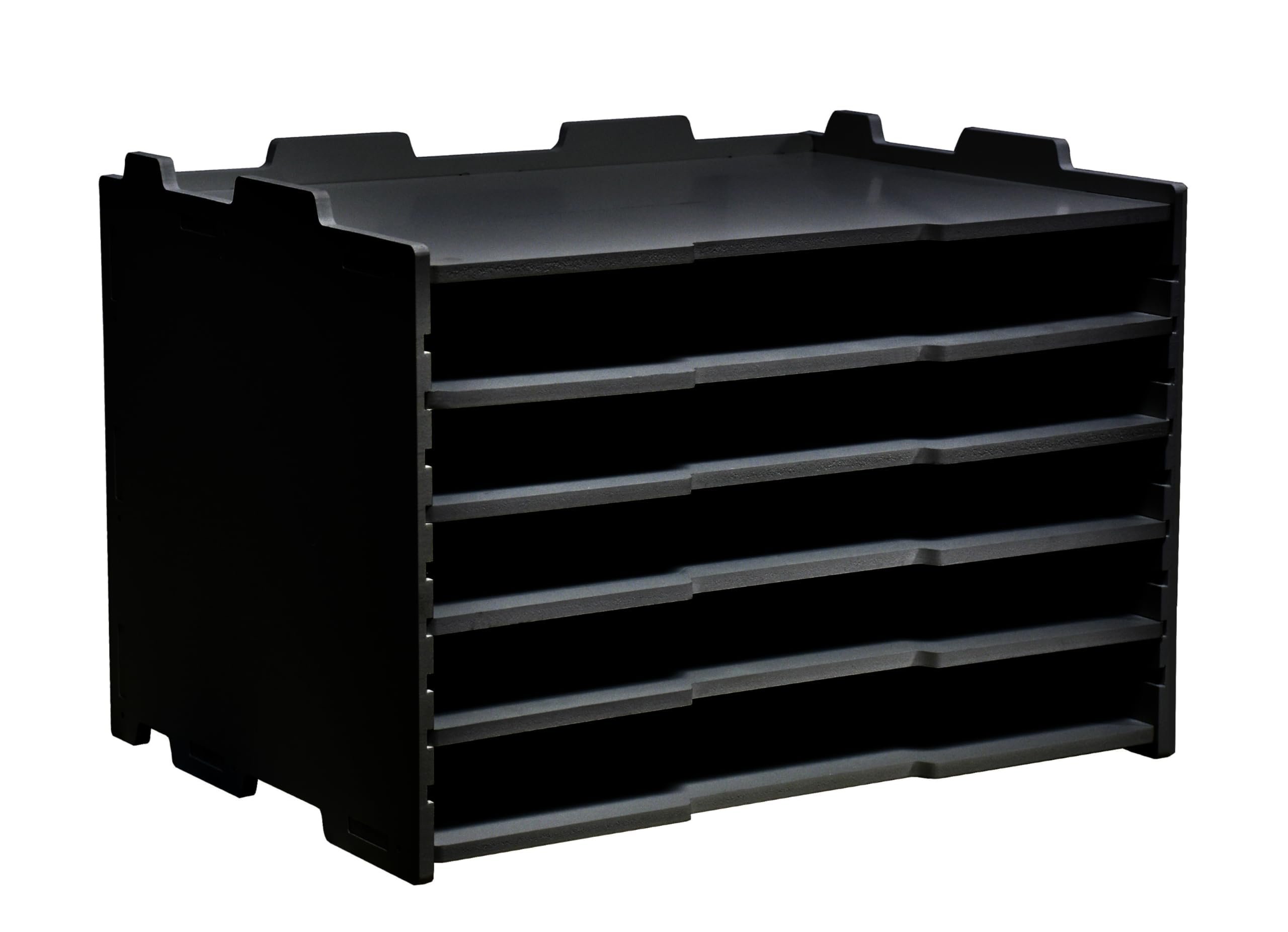 11x17 Wooden Paper Storage,Stackable Desk Organizer(Horizontal,5-Tier,Black)